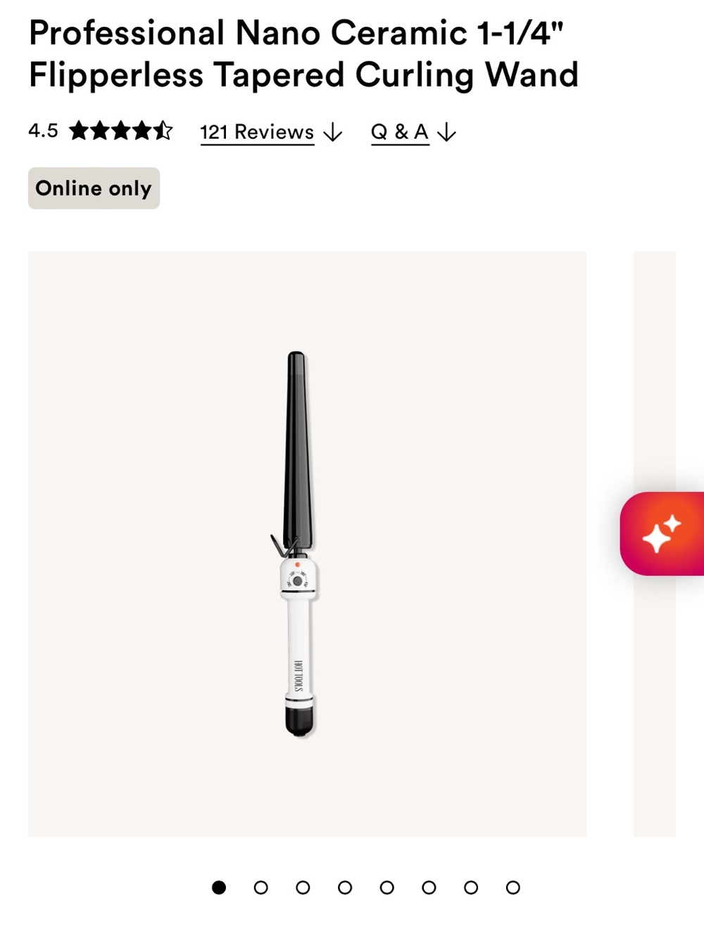 Professional Nano Ceramic 1-1/4" Flipperless Tapered Curling Wand - White/Black
